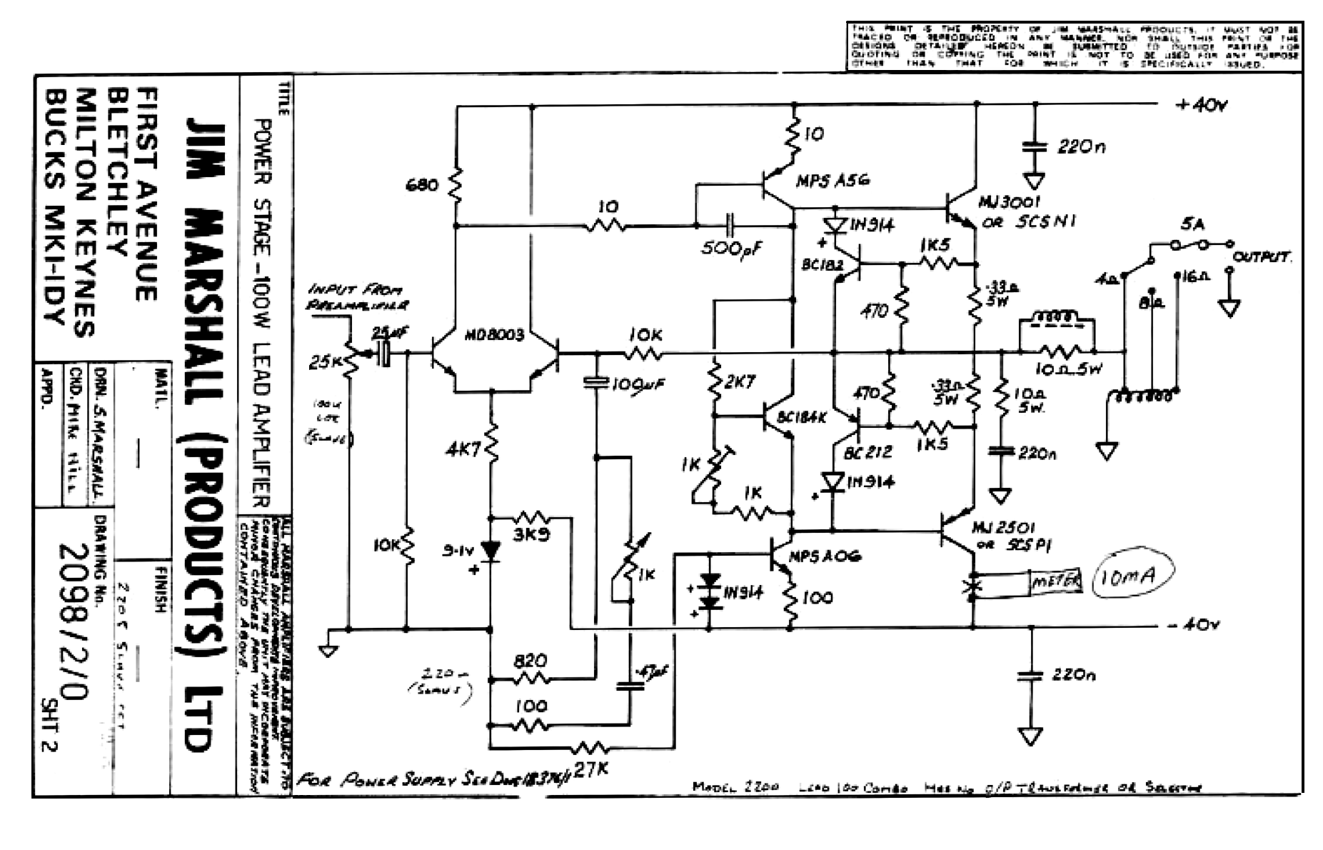 Marshall 1960A Wiring Diagram from www.drtube.com